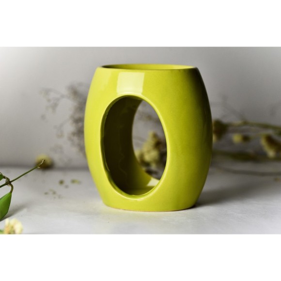 KOMINEK zapachowy duży CERAMICZNY OWALNY OWAL na olejki woski KREMOWY JASNY